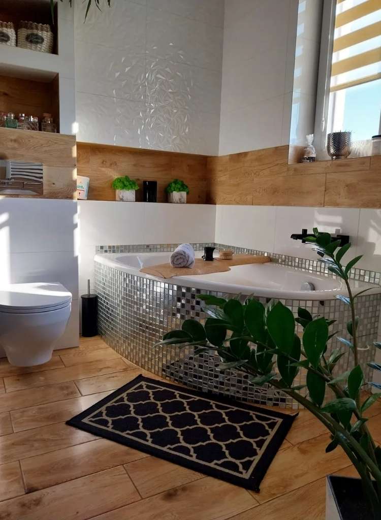 Moroccan Pattern Rug Corner Tub