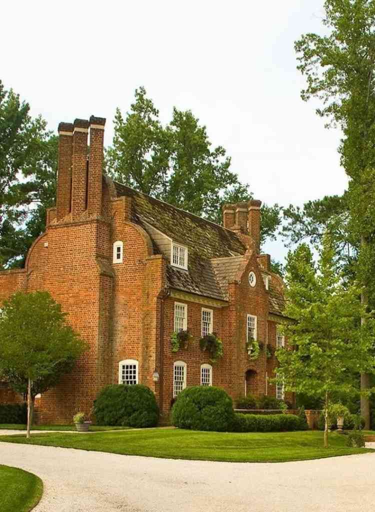 Old World Brick Manor with Tall Chimneys