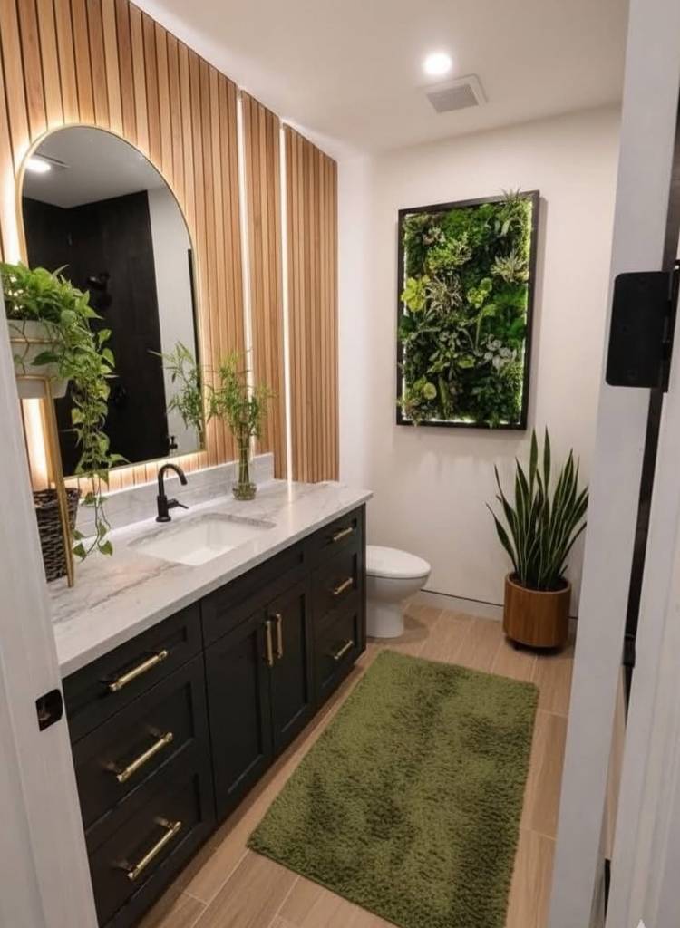 Olive Green Bath Mat Biophilic Bathroom