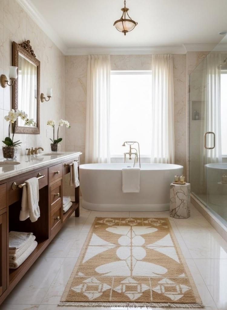 Patterned Runner Rug Bathroom