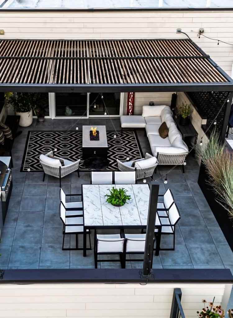 Rooftop Terrace with Fire Pit Lounge