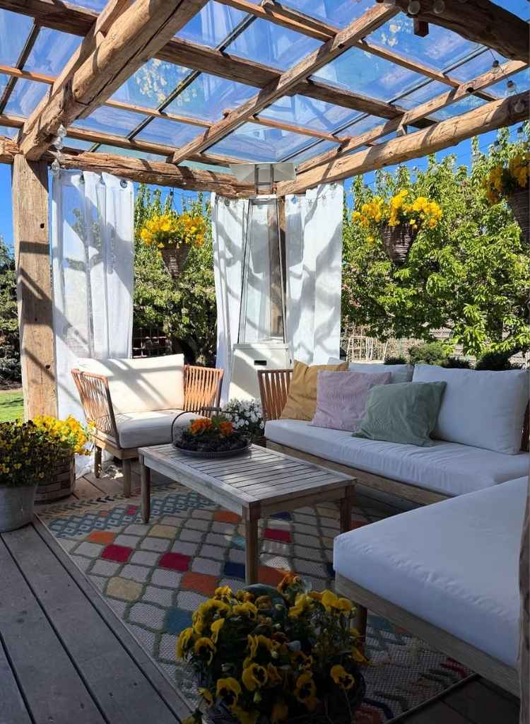 Rustic Pergola Terrace with Glass Roof