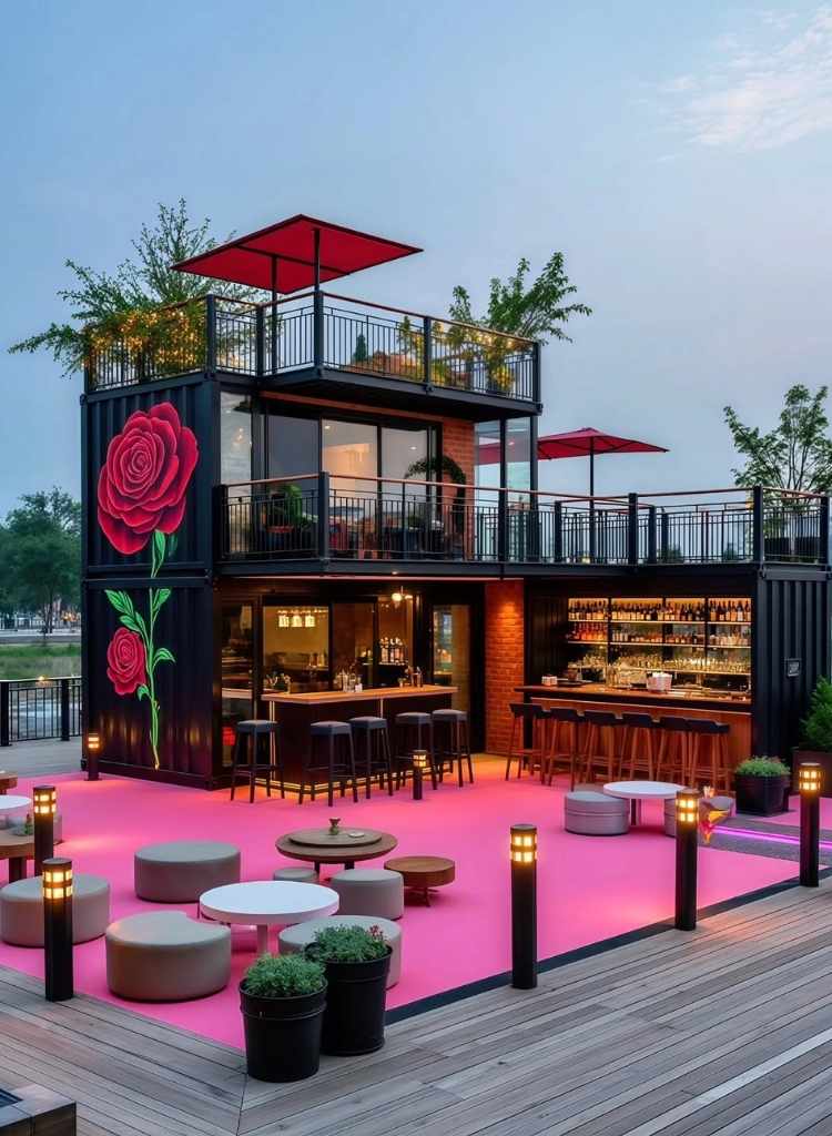 Shipping Container Rooftop Bar 