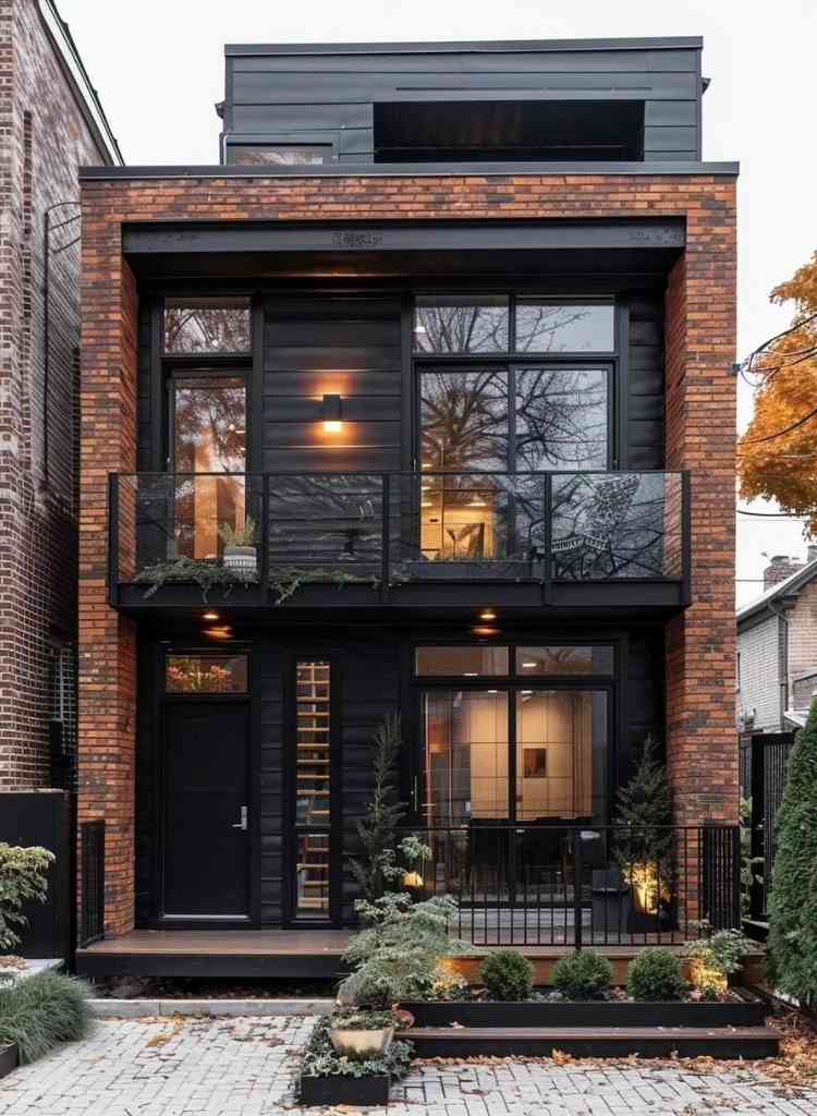Urban Brick Home with Dark Contrast