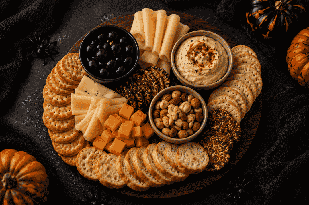 Fill in with crackers and bread
