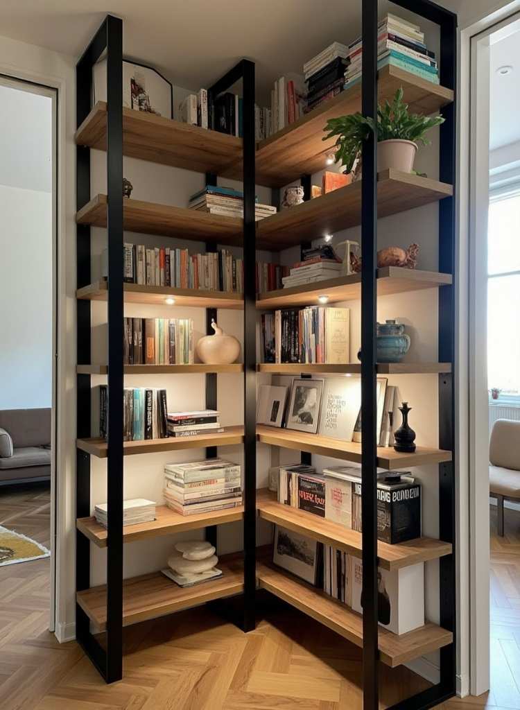 Industrial Open Wood Shelves