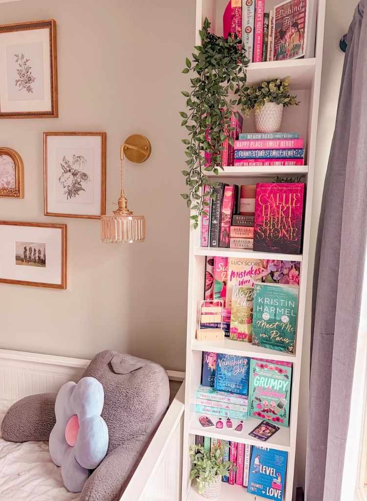 Tall White Corner Bookshelf for Bedroom Storage